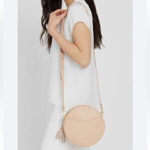 Cuyana pale pink/tan circle Leather Crossbody Bag
